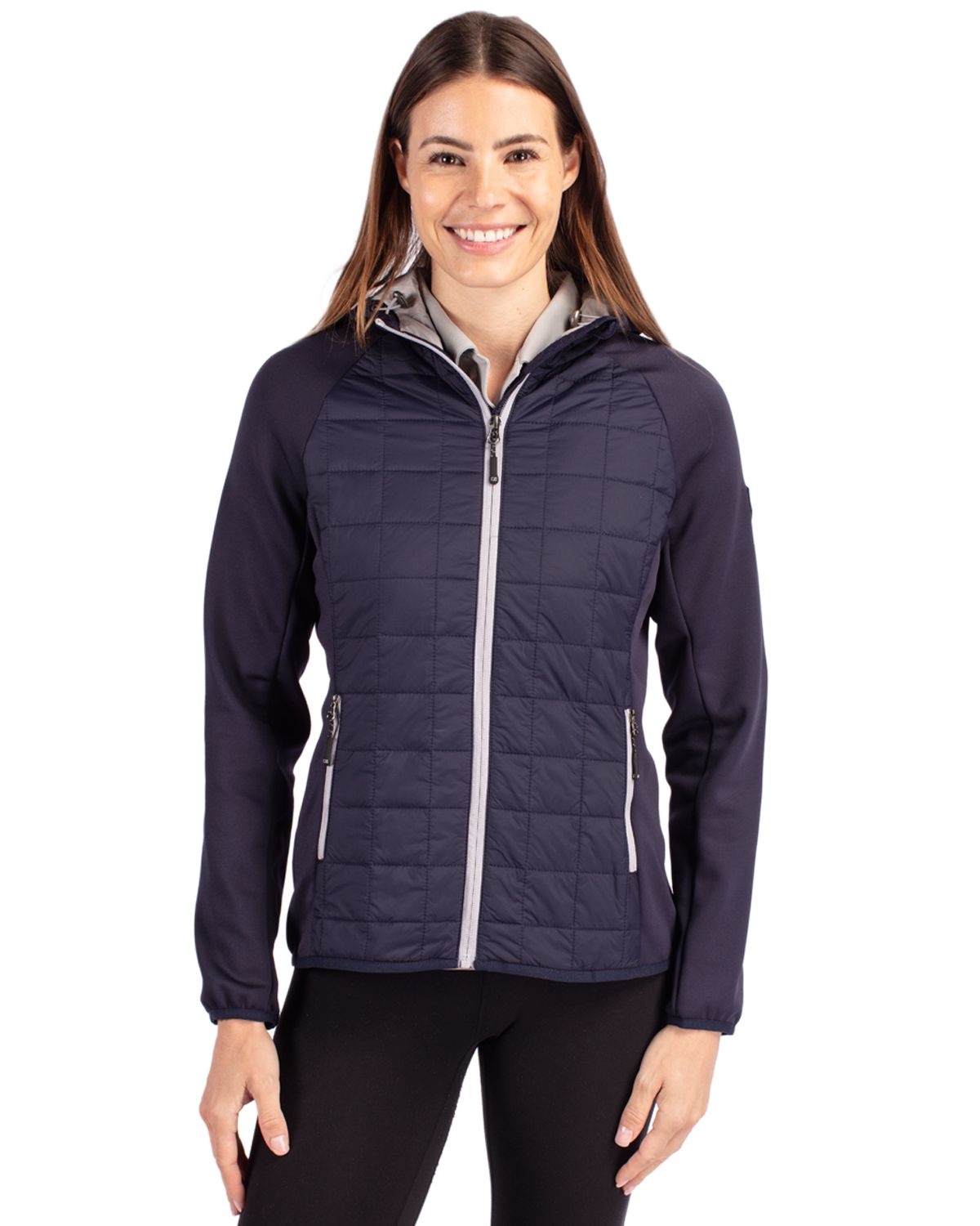 Cutter & Buck Women's Rainier Recycled Insulated Hybrid Puffer Full Zip Jacket