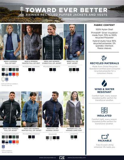 Cutter & Buck Women's Rainier Recycled Insulated Hybrid Puffer Full Zip Jacket