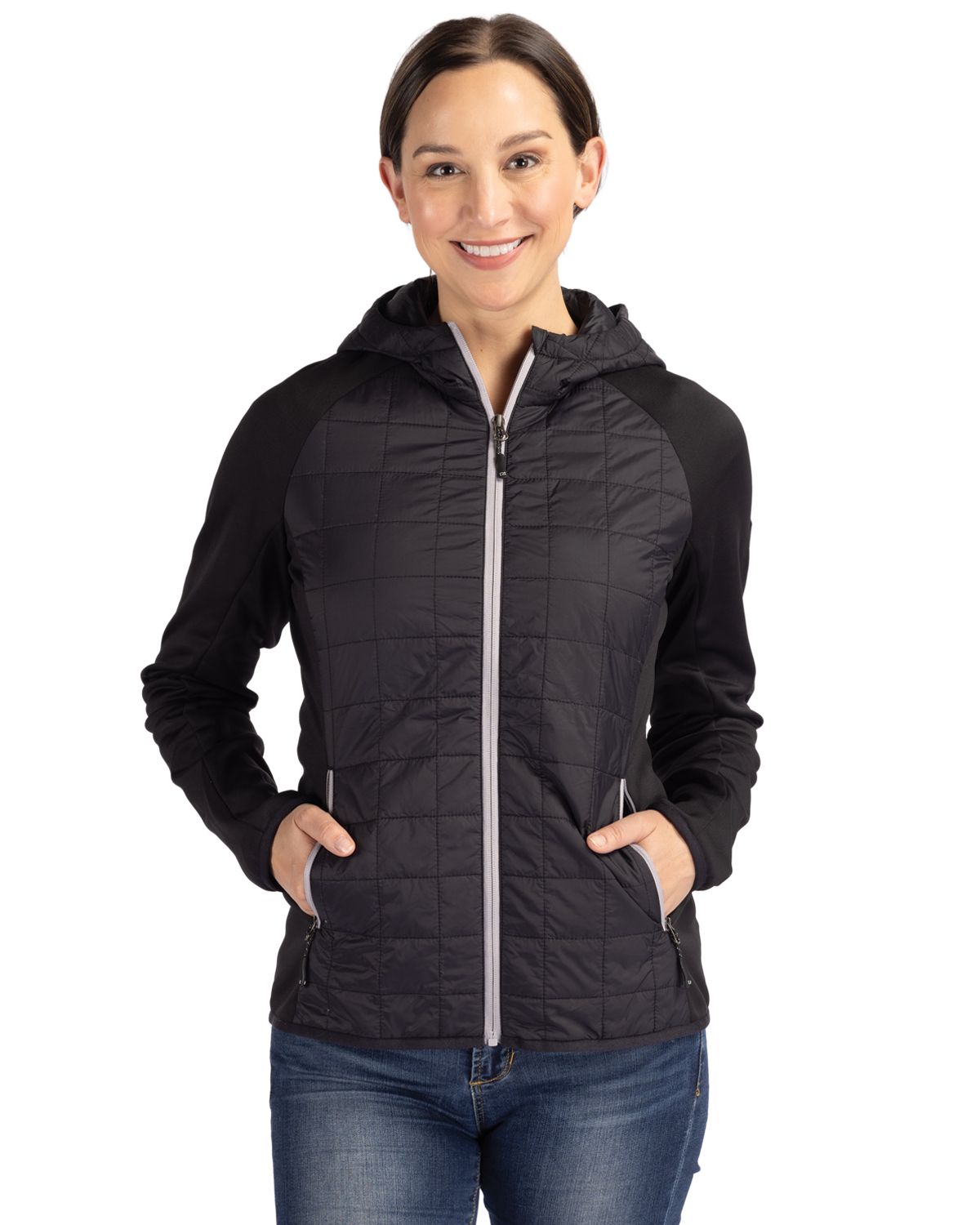 Cutter & Buck Women's Rainier Recycled Insulated Hybrid Puffer Full Zip Jacket