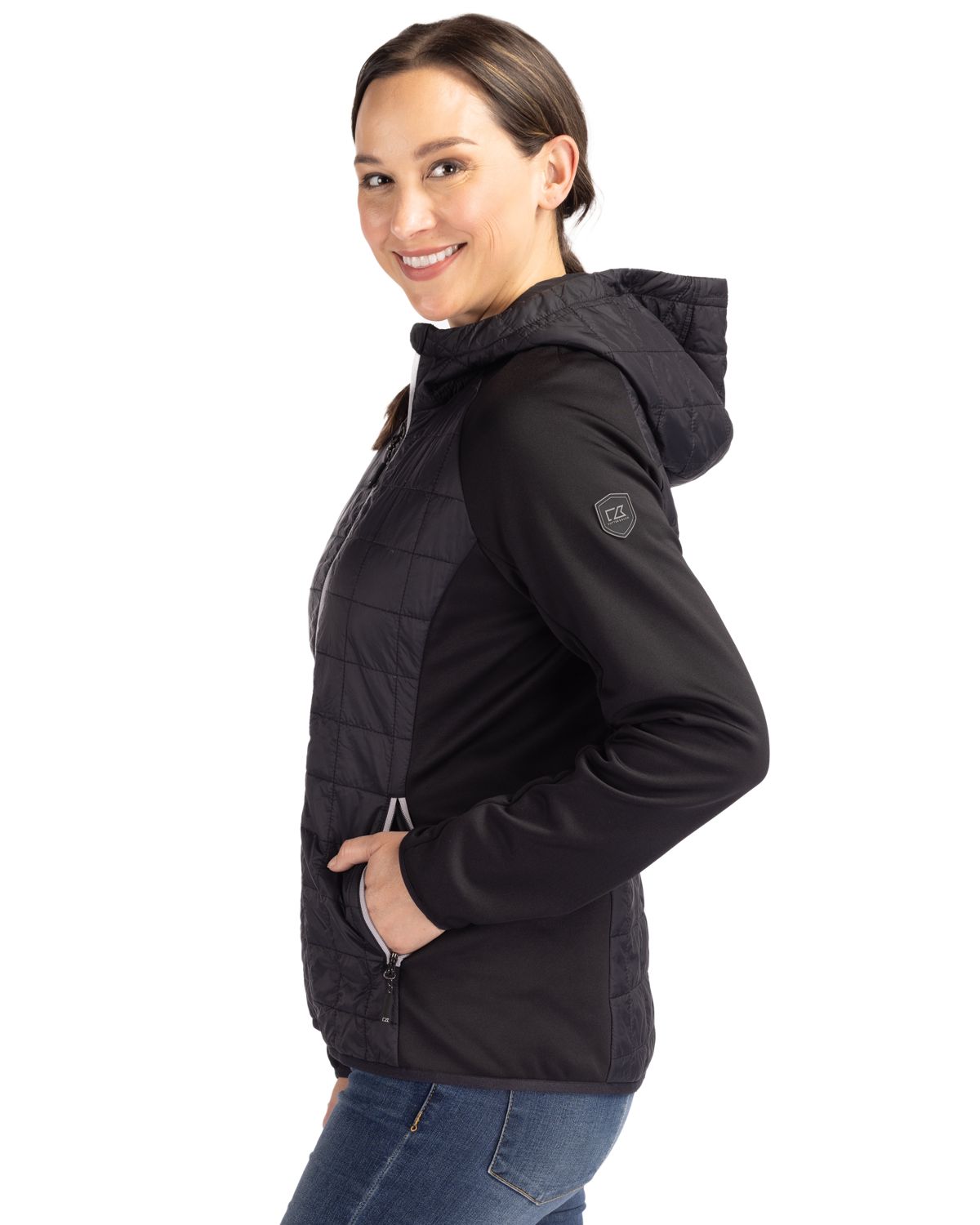 Cutter & Buck Women's Rainier Recycled Insulated Hybrid Puffer Full Zip Jacket