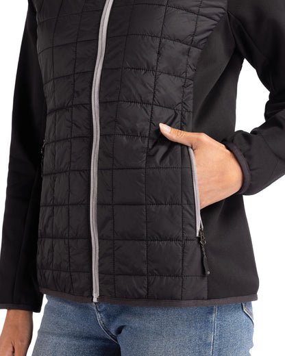 Cutter & Buck Women's Rainier Recycled Insulated Hybrid Puffer Full Zip Jacket