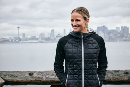 Cutter & Buck Women's Rainier Recycled Insulated Hybrid Puffer Full Zip Jacket