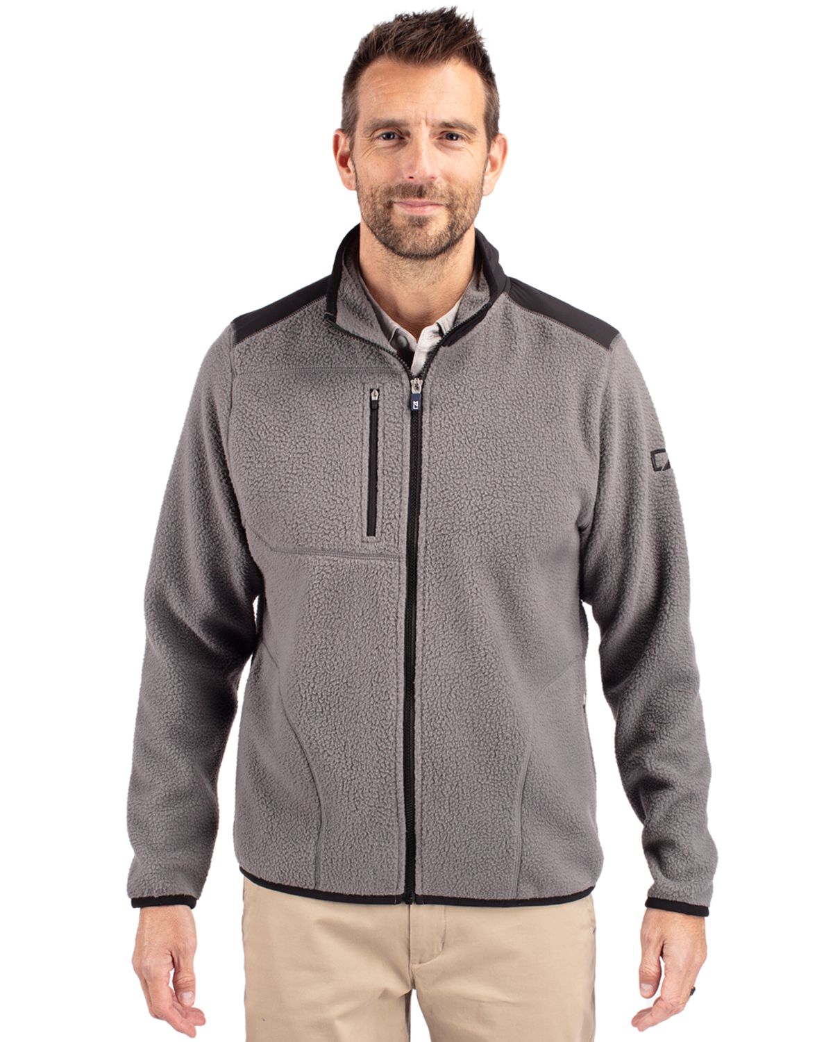 Cutter & Buck Men's Cascade Epic Comfort Recycled Sherpa Fleece Full Zip Jacket