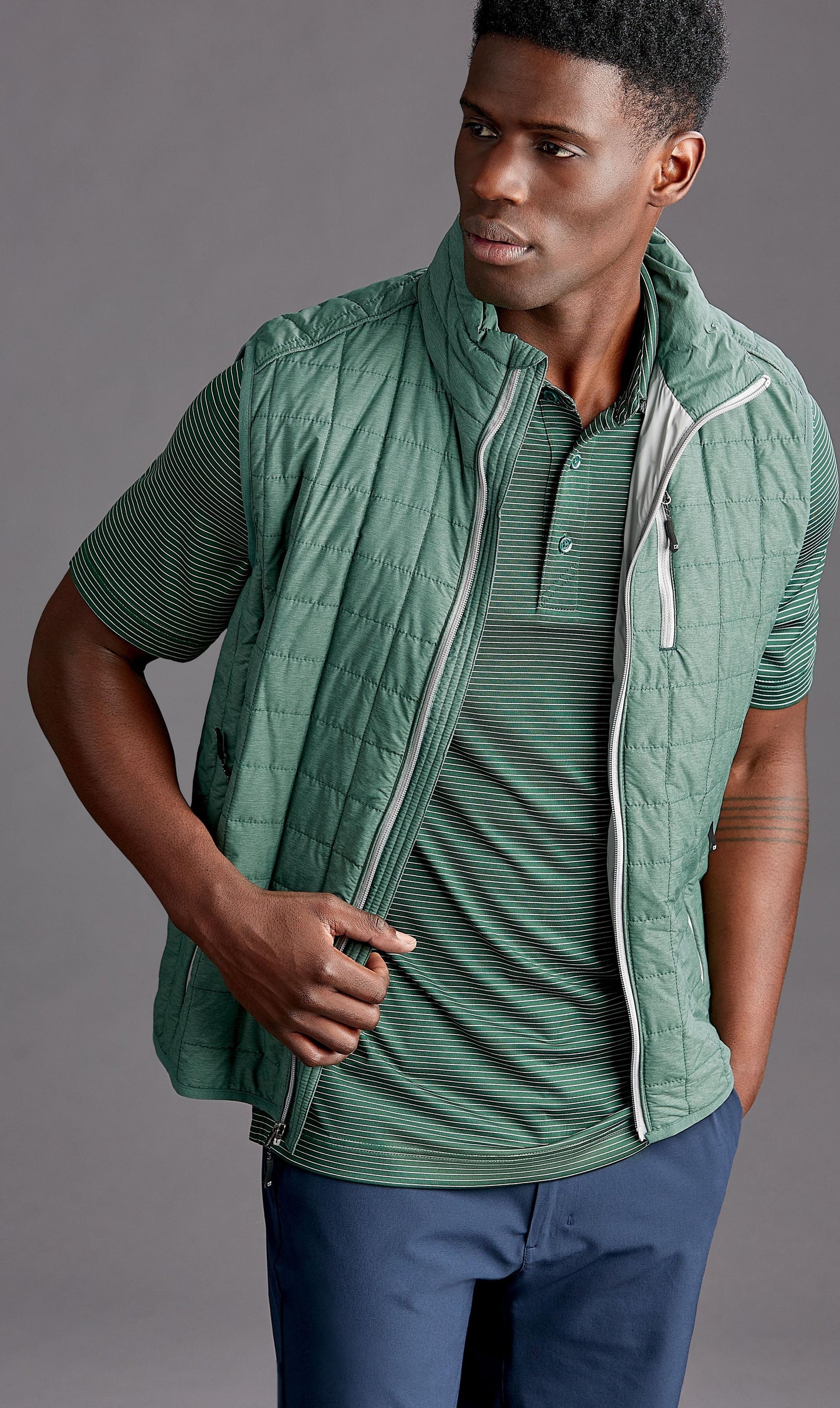 Cutter & Buck Men's Rainier Recycled Insulated Puffer Full Zip Vest