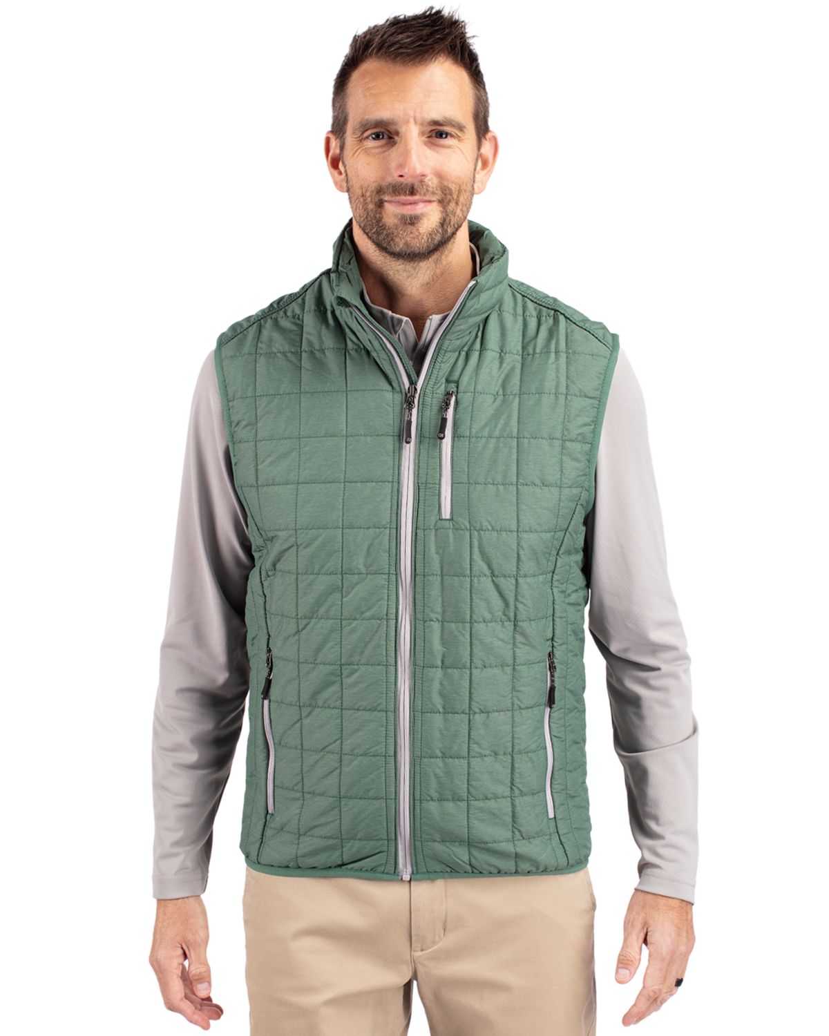 Cutter & Buck Men's Rainier Recycled Insulated Puffer Full Zip Vest