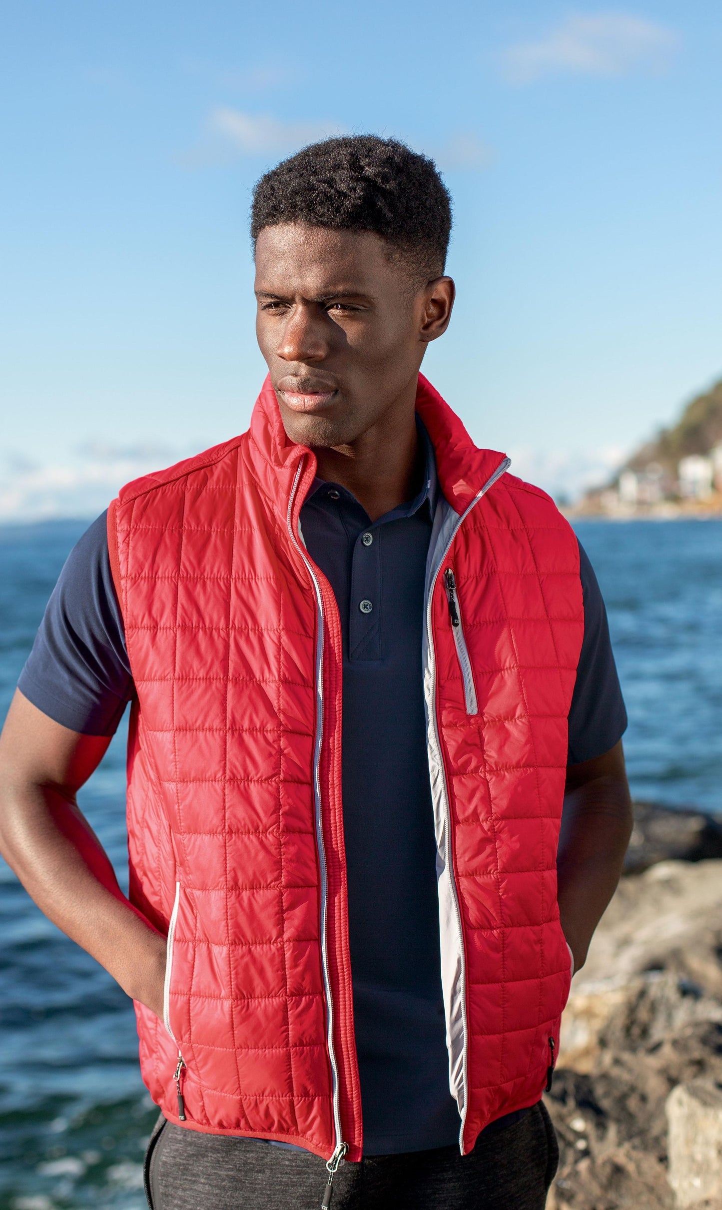 Cutter & Buck Men's Rainier Recycled Insulated Puffer Full Zip Vest