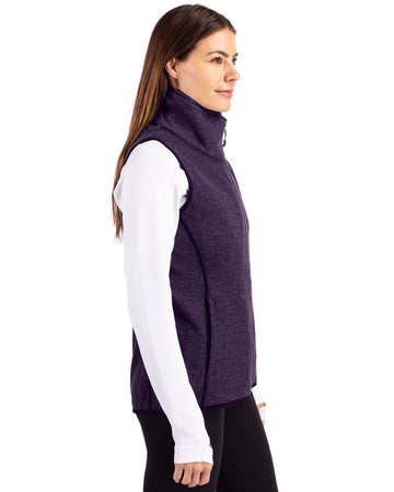 Cutter & Buck Women's Mainsail Sweater-Knit Full Zip Asymmetrical Vest