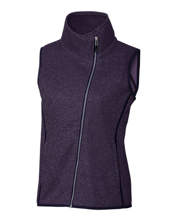 Cutter & Buck Women's Mainsail Sweater-Knit Full Zip Asymmetrical Vest