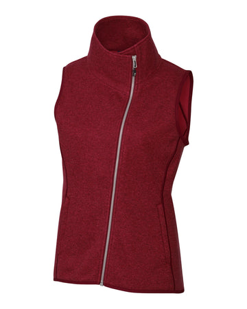 Cutter & Buck Women's Mainsail Sweater-Knit Full Zip Asymmetrical Vest