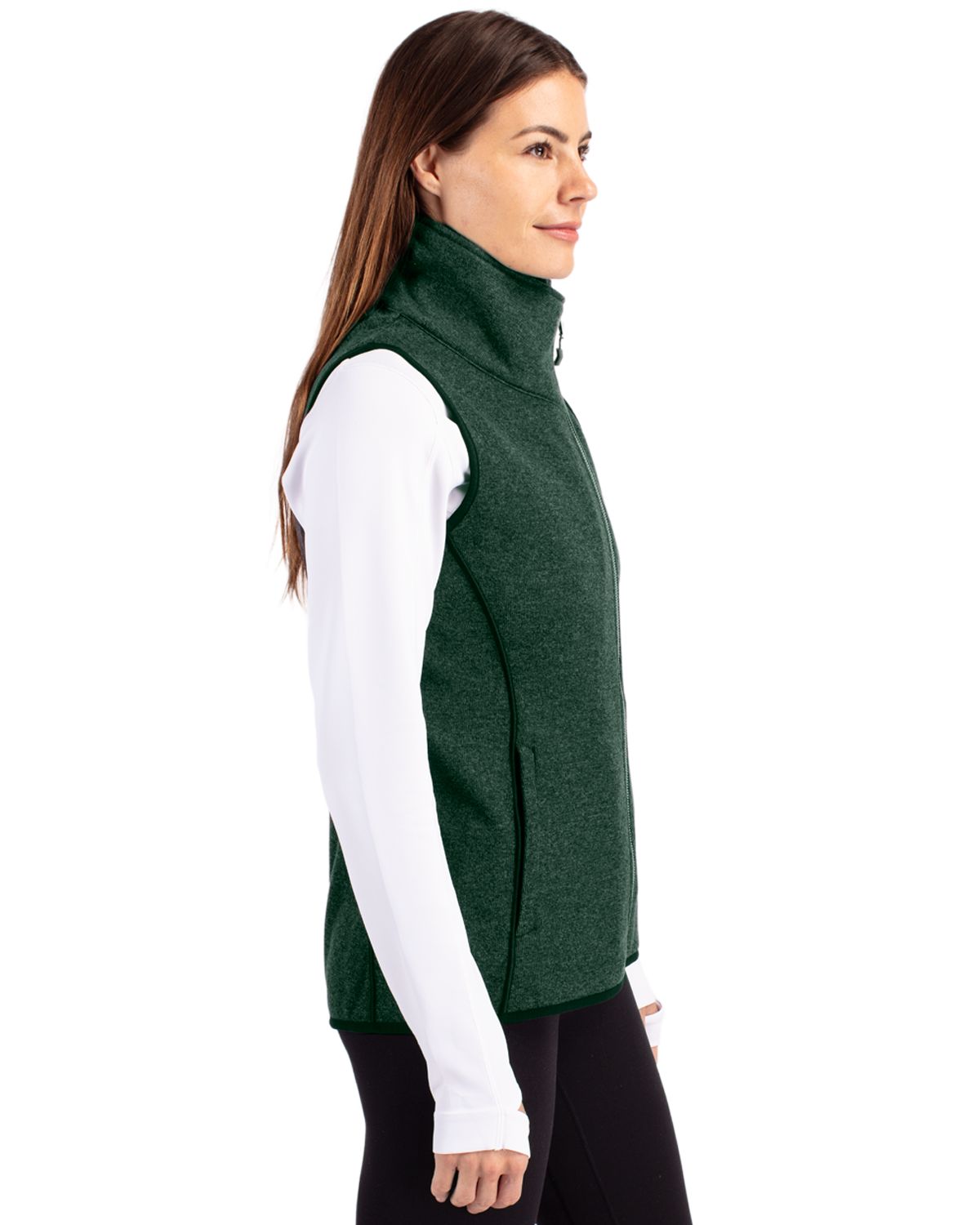 Cutter & Buck Women's Mainsail Sweater-Knit Full Zip Asymmetrical Vest