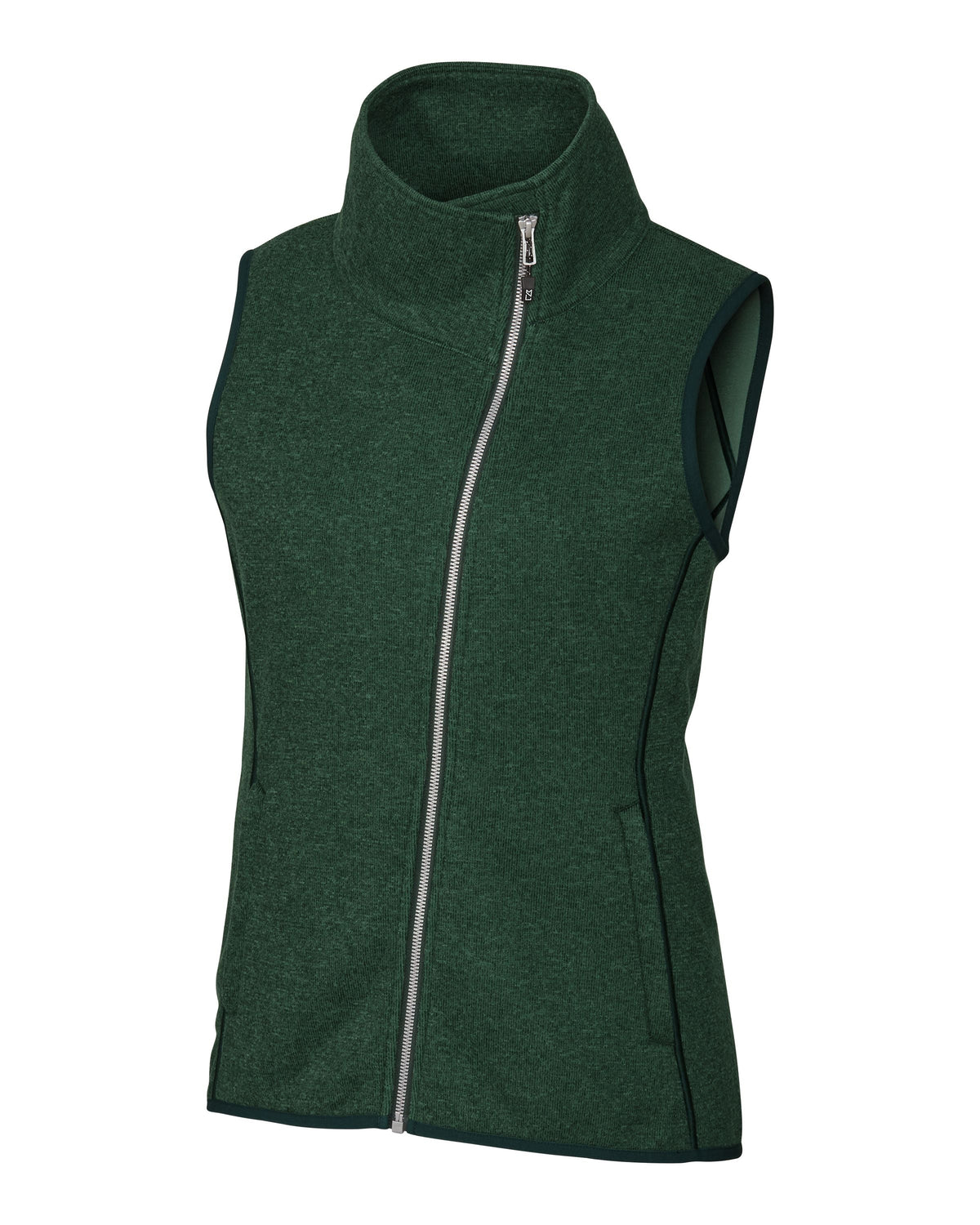 Cutter & Buck Women's Mainsail Sweater-Knit Full Zip Asymmetrical Vest