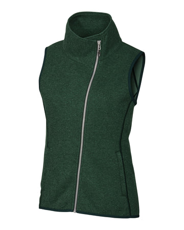 Cutter & Buck Women's Mainsail Sweater-Knit Full Zip Asymmetrical Vest