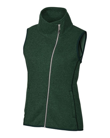 Cutter & Buck Women's Mainsail Sweater-Knit Full Zip Asymmetrical Vest