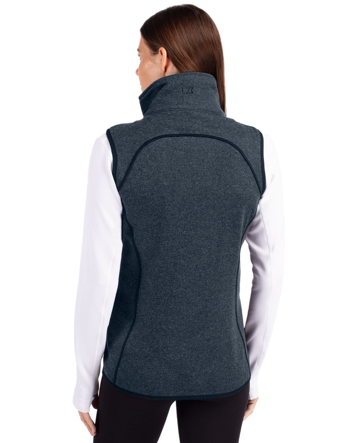 Cutter & Buck Women's Mainsail Sweater-Knit Full Zip Asymmetrical Vest
