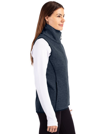 Cutter & Buck Women's Mainsail Sweater-Knit Full Zip Asymmetrical Vest
