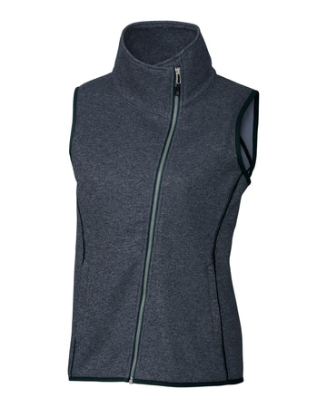 Cutter & Buck Women's Mainsail Sweater-Knit Full Zip Asymmetrical Vest
