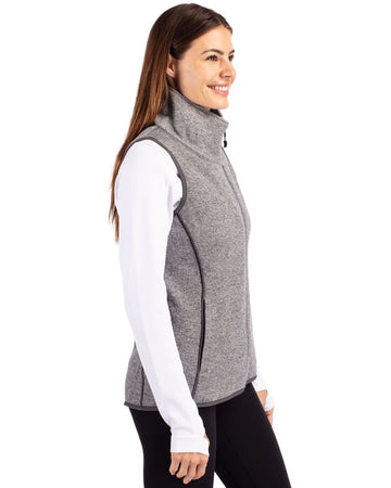 Cutter & Buck Women's Mainsail Sweater-Knit Full Zip Asymmetrical Vest