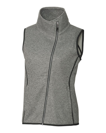 Cutter & Buck Women's Mainsail Sweater-Knit Full Zip Asymmetrical Vest