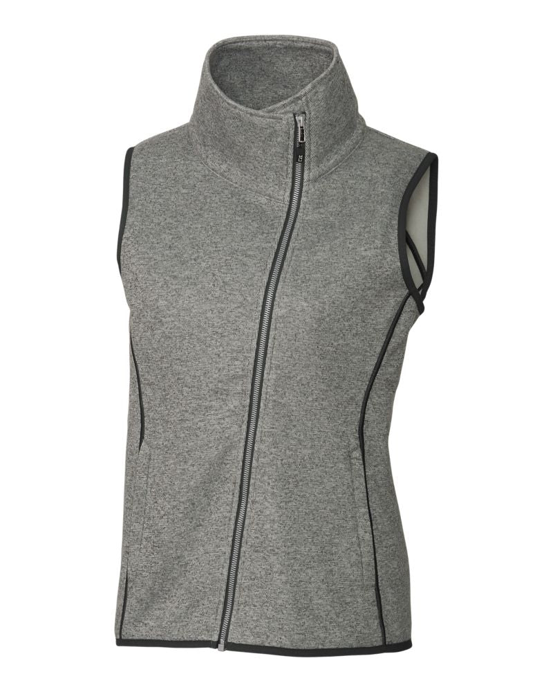 Cutter & Buck Women's Mainsail Sweater-Knit Full Zip Asymmetrical Vest
