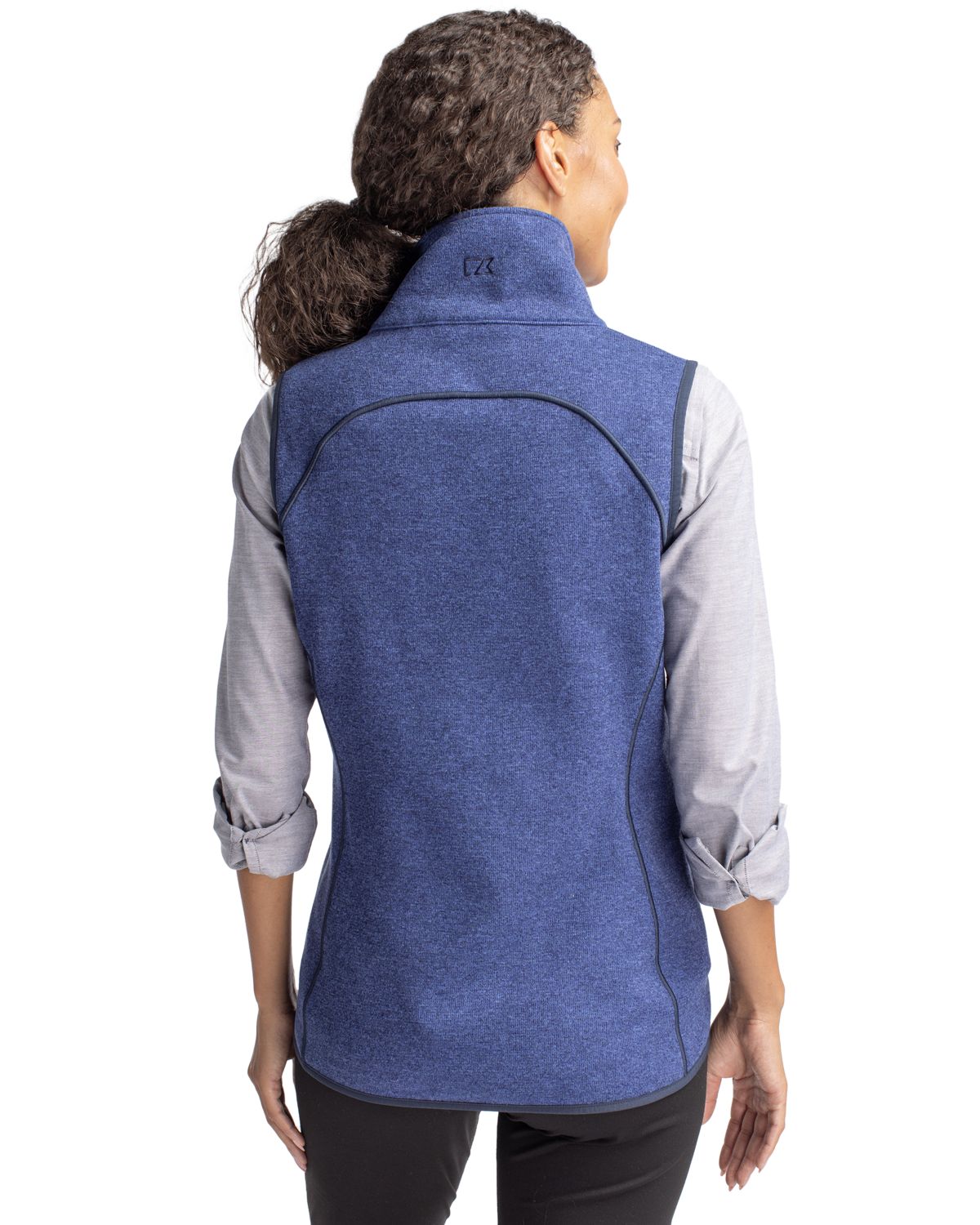 Cutter & Buck Women's Mainsail Sweater-Knit Full Zip Asymmetrical Vest