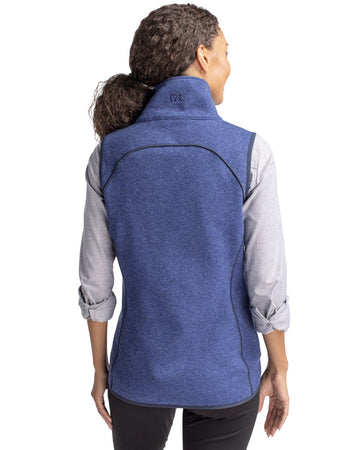 Cutter & Buck Women's Mainsail Sweater-Knit Full Zip Asymmetrical Vest
