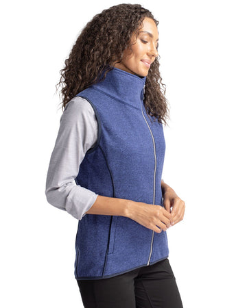 Cutter & Buck Women's Mainsail Sweater-Knit Full Zip Asymmetrical Vest