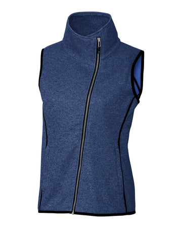 Cutter & Buck Women's Mainsail Sweater-Knit Full Zip Asymmetrical Vest