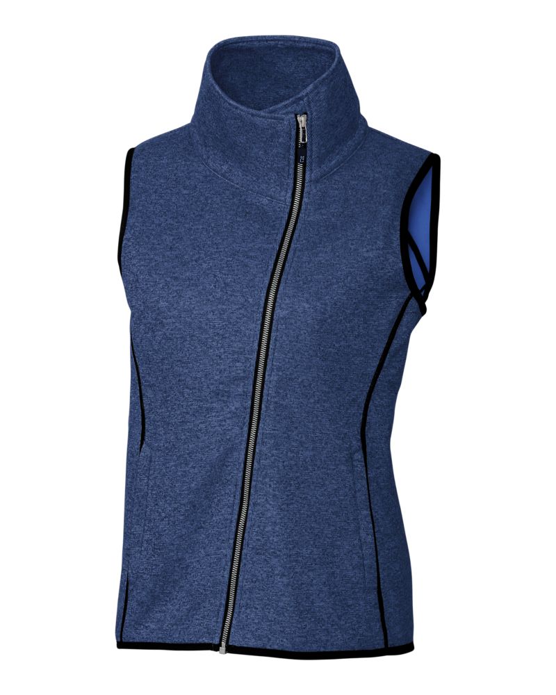 Cutter & Buck Women's Mainsail Sweater-Knit Full Zip Asymmetrical Vest