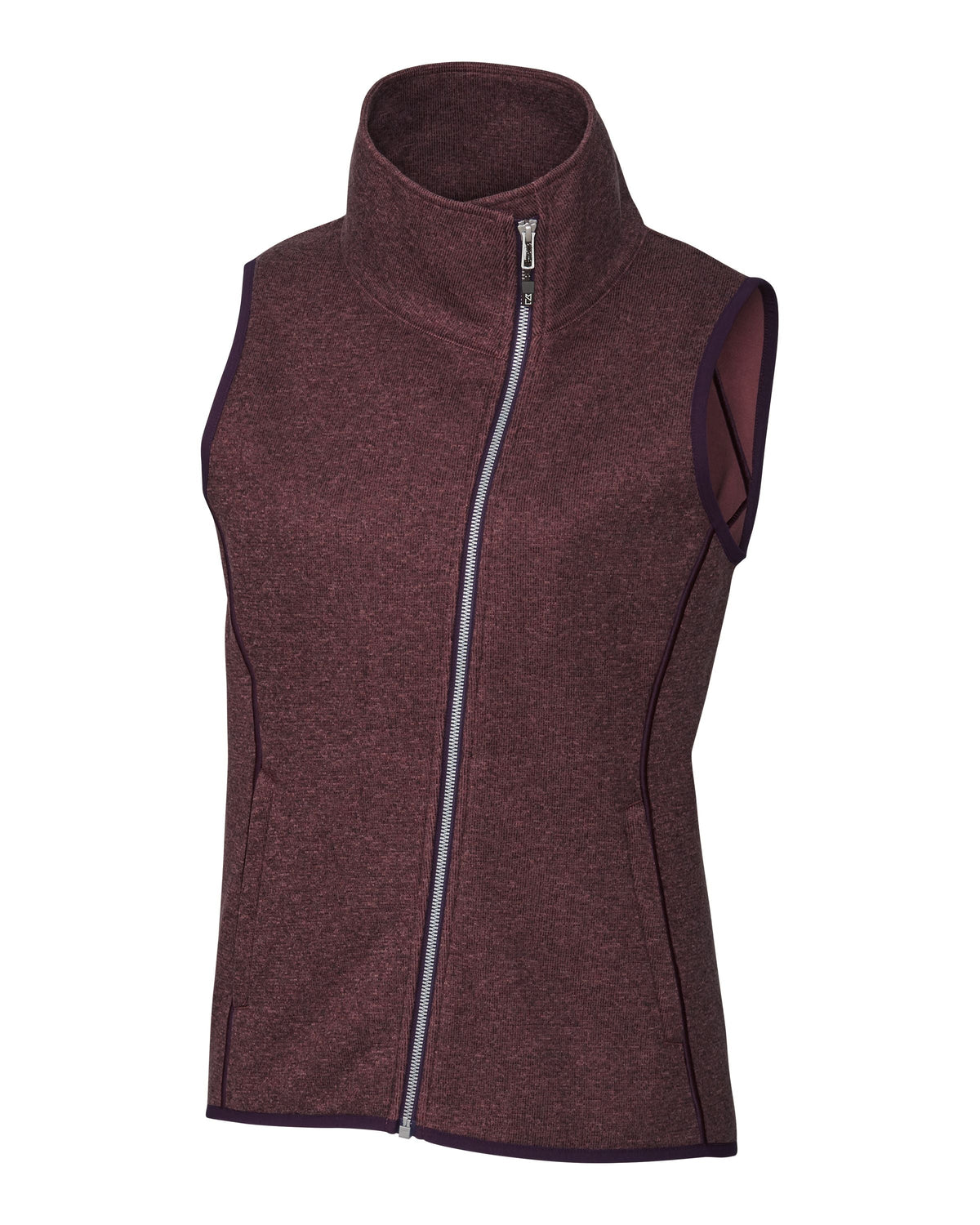 Cutter & Buck Women's Mainsail Sweater-Knit Full Zip Asymmetrical Vest