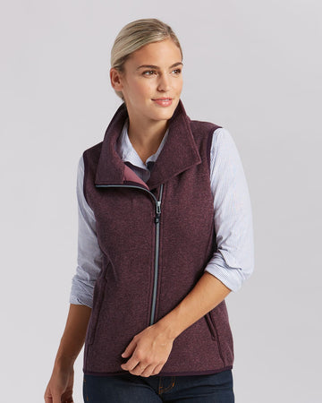 Cutter & Buck Women's Mainsail Sweater-Knit Full Zip Asymmetrical Vest