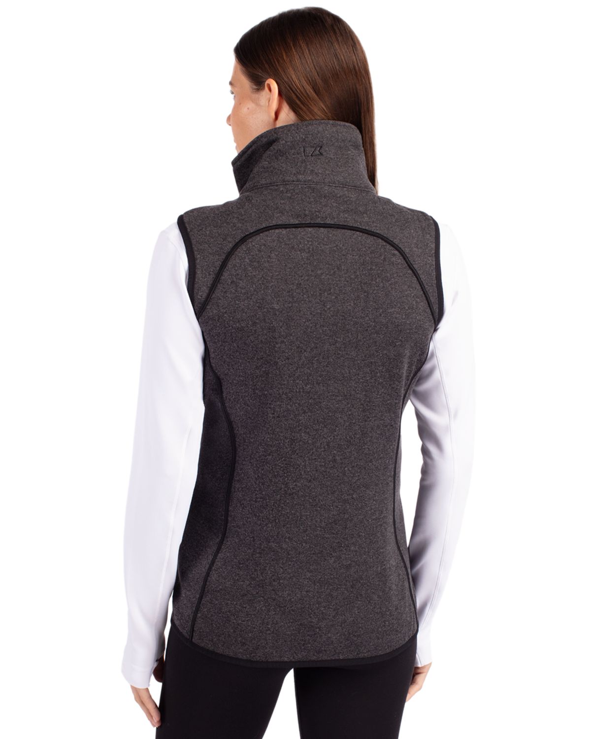 Cutter & Buck Women's Mainsail Sweater-Knit Full Zip Asymmetrical Vest