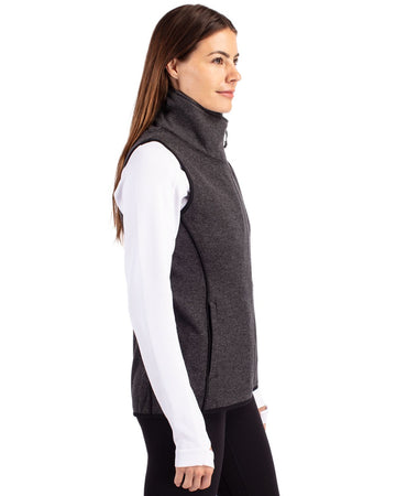 Cutter & Buck Women's Mainsail Sweater-Knit Full Zip Asymmetrical Vest