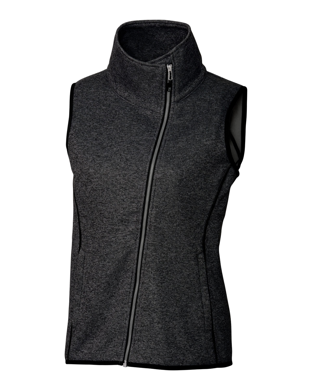 Cutter & Buck Women's Mainsail Sweater-Knit Full Zip Asymmetrical Vest