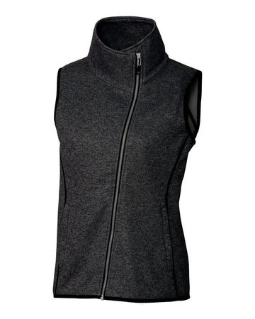 Cutter & Buck Women's Mainsail Sweater-Knit Full Zip Asymmetrical Vest
