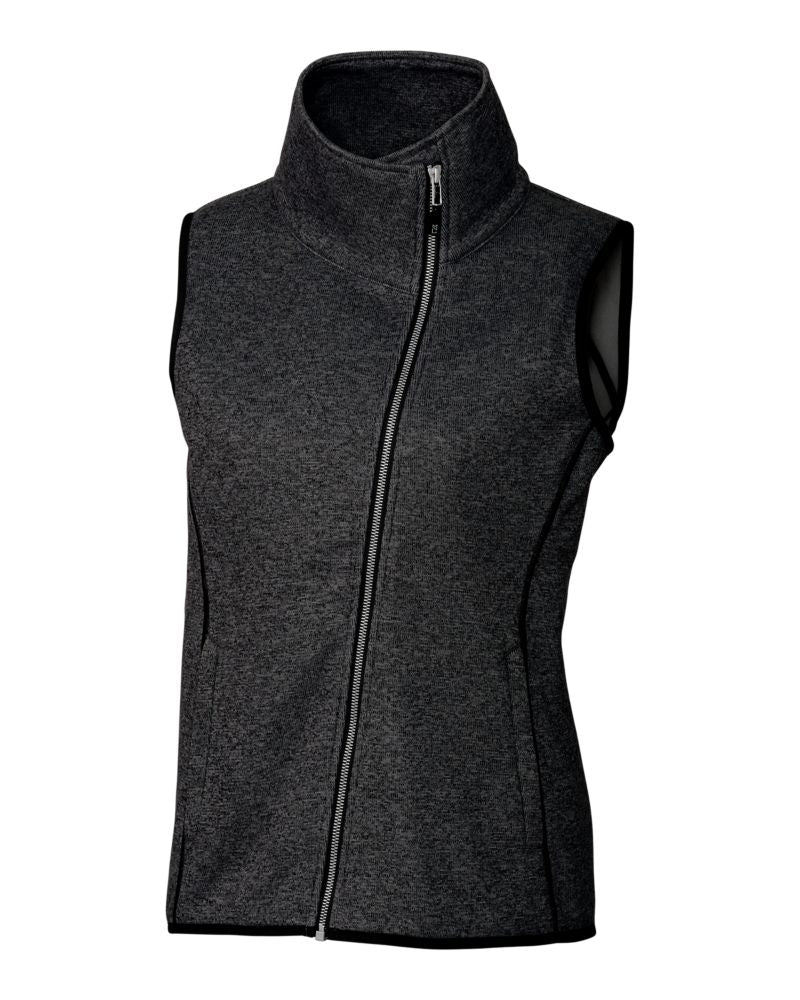 Cutter & Buck Women's Mainsail Sweater-Knit Full Zip Asymmetrical Vest