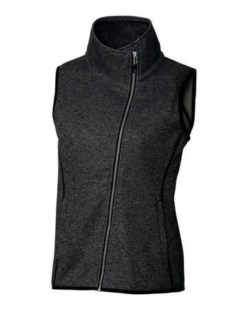 Cutter & Buck Women's Mainsail Sweater-Knit Full Zip Asymmetrical Vest