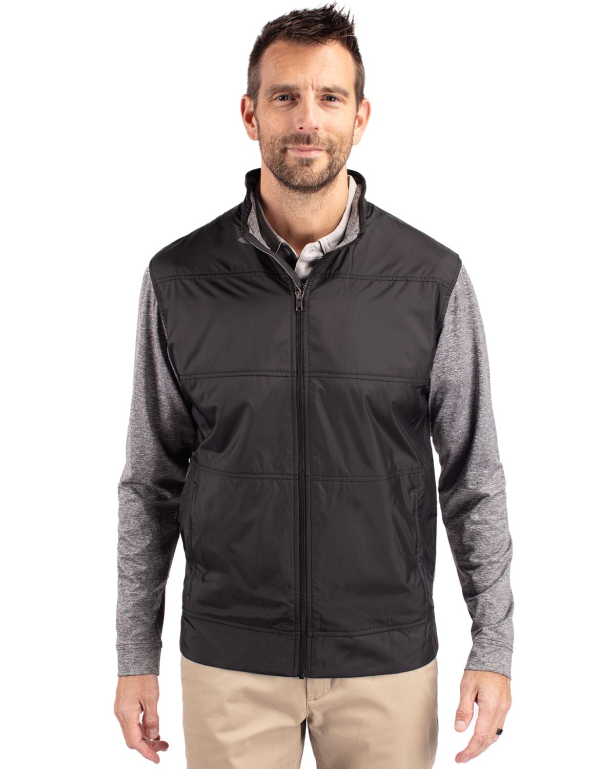 Cutter & Buck Men's Stealth Recycled Hybrid Quilted Windbreaker Jacket