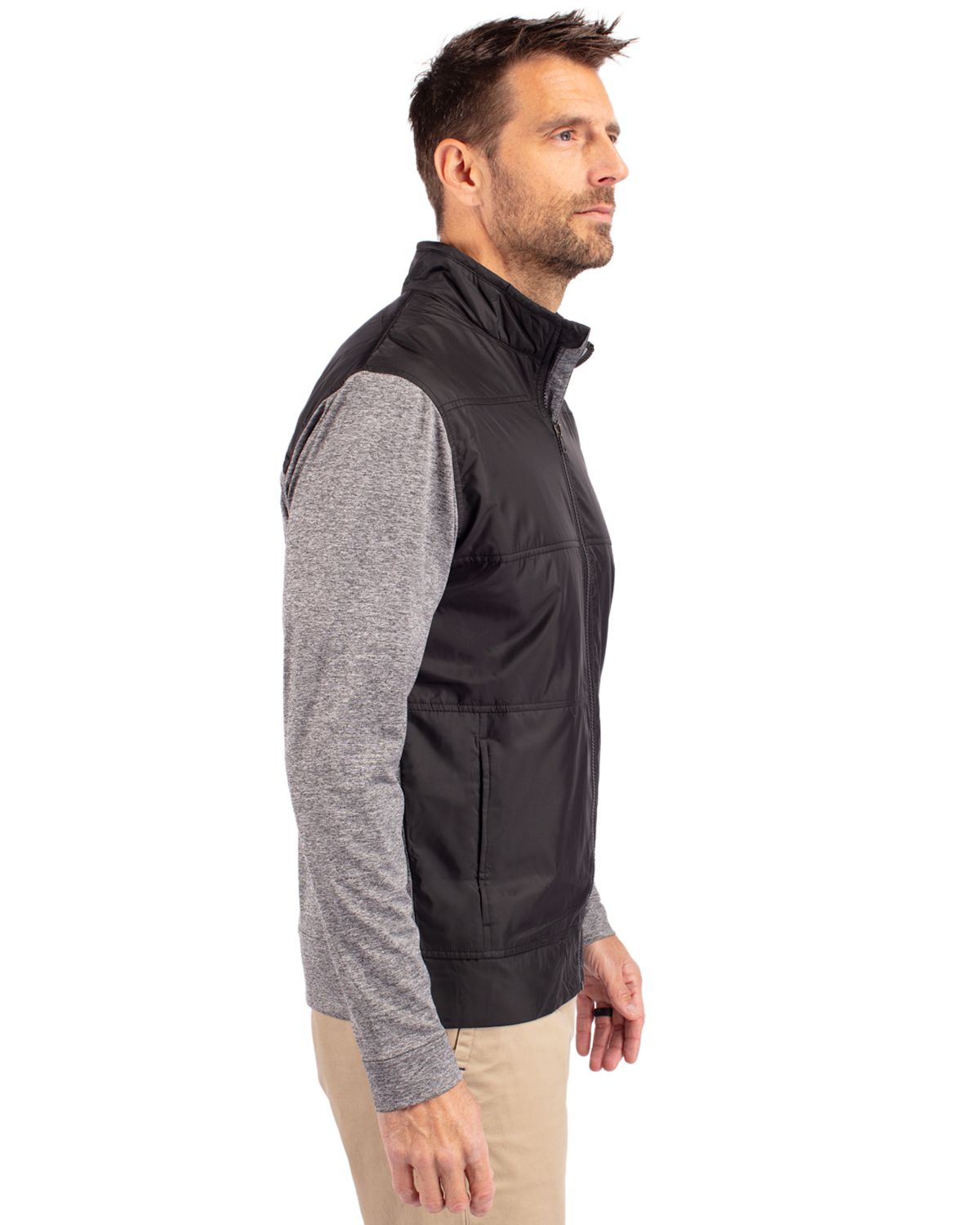 Cutter & Buck Men's Stealth Recycled Hybrid Quilted Windbreaker Jacket