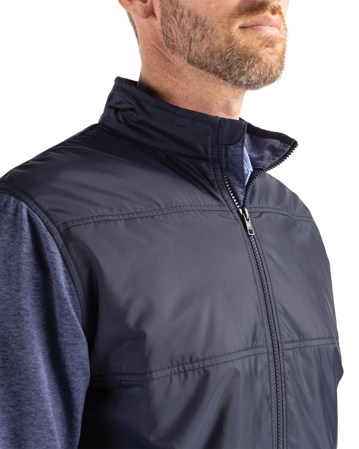 Cutter & Buck Men's Stealth Recycled Hybrid Quilted Windbreaker Jacket