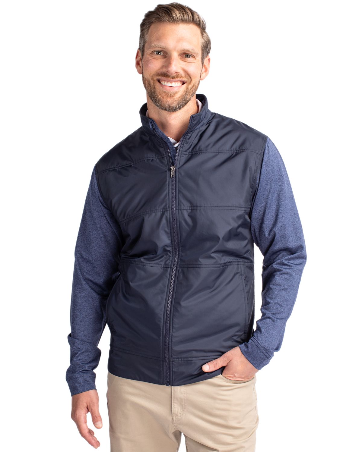 Cutter & Buck Men's Stealth Recycled Hybrid Quilted Windbreaker Jacket