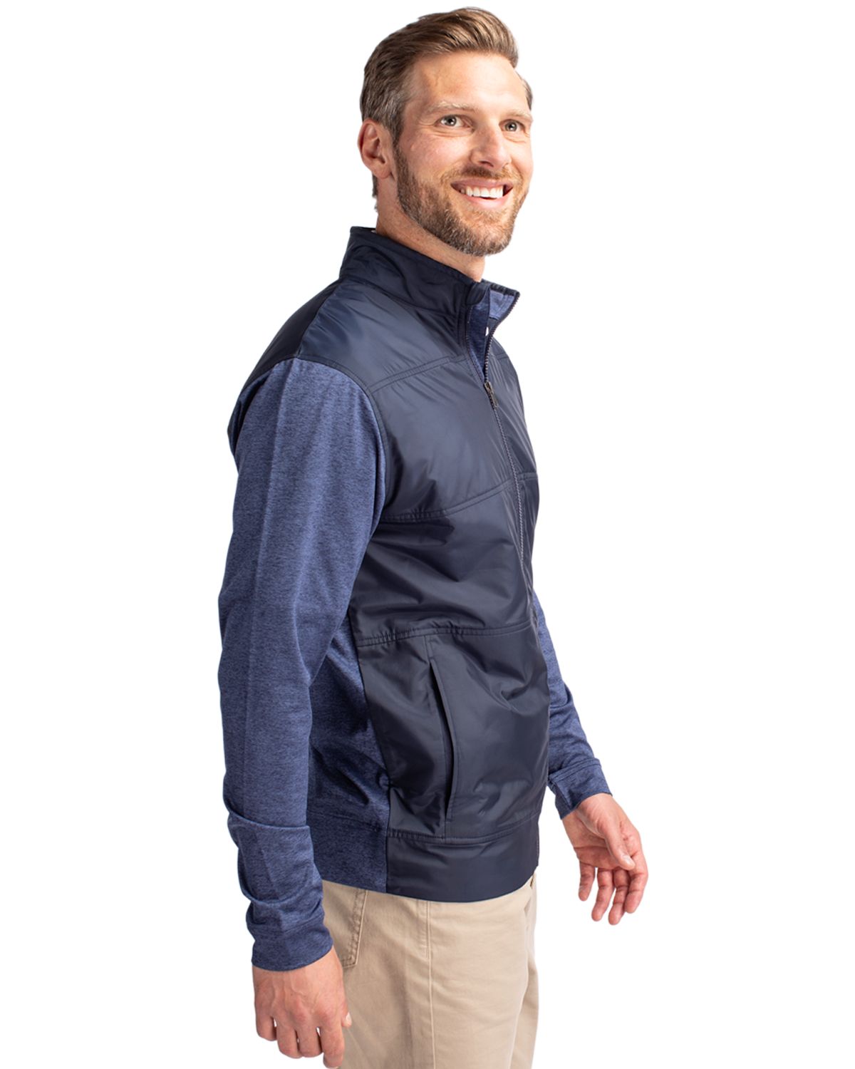 Cutter & Buck Men's Stealth Recycled Hybrid Quilted Windbreaker Jacket