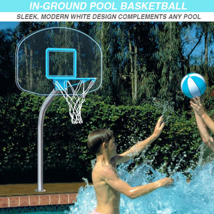 Dunn Rite Clear Hoop Jr. Deck-Mounted Pool Basketball Hoop (1.90" Post, Anchor not Included)