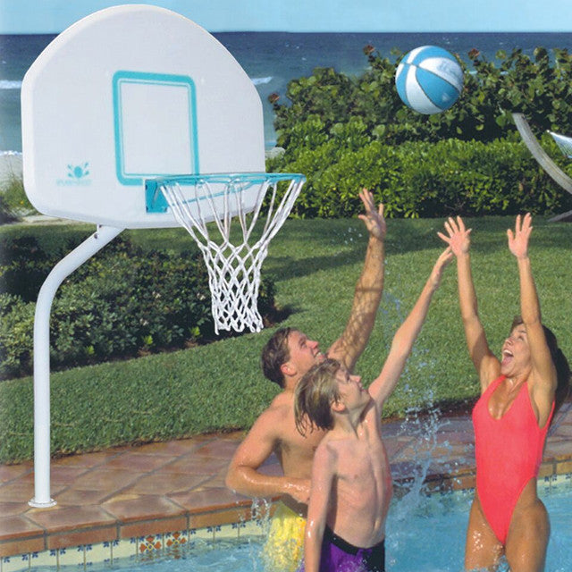 Dunn Rite Deck Shoot Combo Deck-Mounted Pool Basketball & Volleyball Set - White