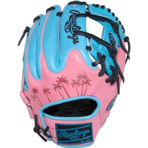 Rawlings Heart of the Hide Series 11.5" Columbia Blue Pink Pro I Web Baseball Glove