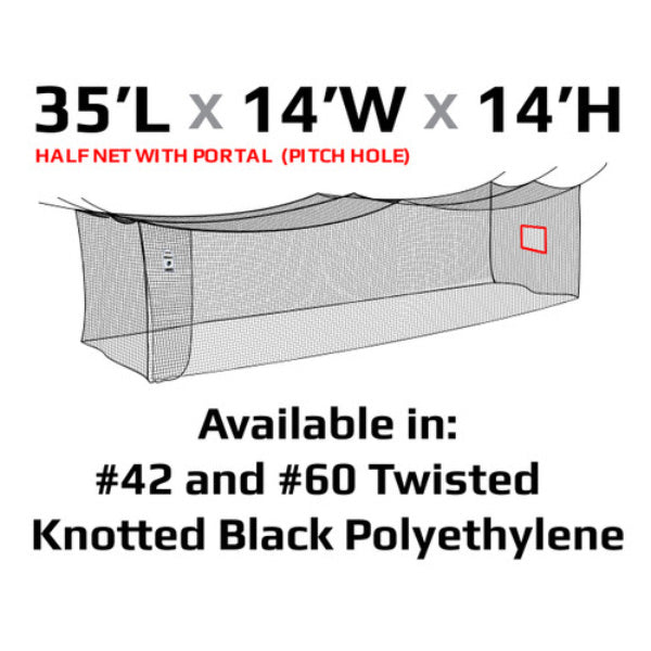 #42 Batting Cage Nets Polyethylene 55ft - 70ft