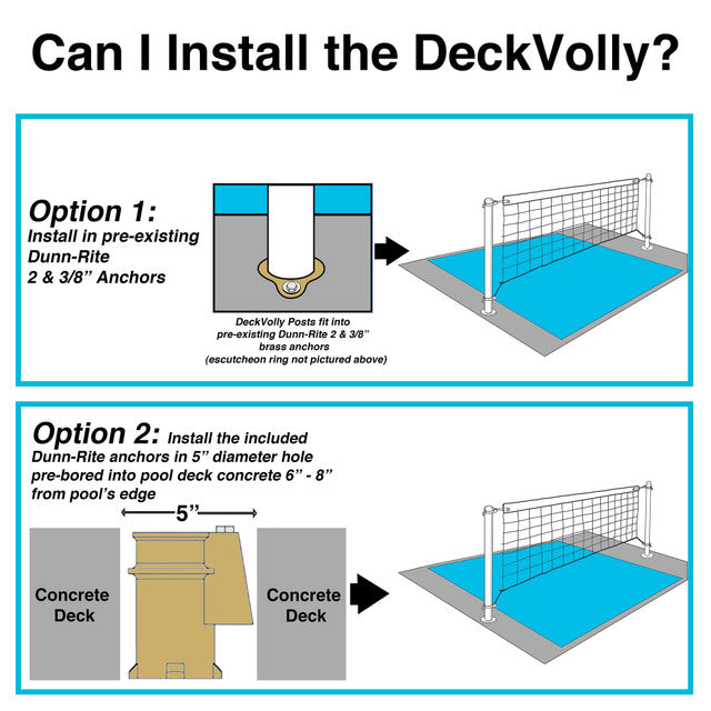 Dunn Rite Deck Shoot Combo Deck-Mounted Pool Basketball & Volleyball Set - White