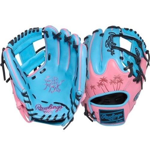 Rawlings Heart of the Hide Series 11.5" Columbia Blue Pink Pro I Web Baseball Glove