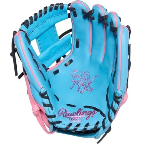 Rawlings Heart of the Hide Series 11.5" Columbia Blue Pink Pro I Web Baseball Glove