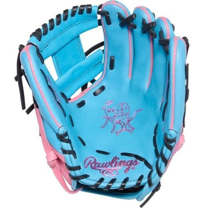 Rawlings Heart of the Hide Series 11.5" Columbia Blue Pink Pro I Web Baseball Glove