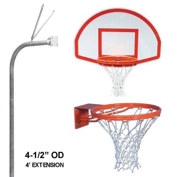 Douglas® Gooseneck 4.5" FAL Basketball System, Fan Shaped Backboard